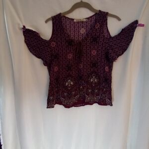 Liberty Love Top Bohemian off the shoulder burgundy large